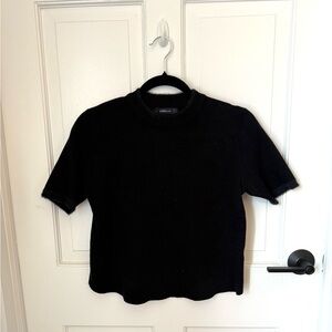Zara Black Boxy Short Sleeve Sweater